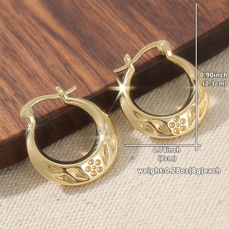 Women's Vintage Floral Embossed Hoop Earrings